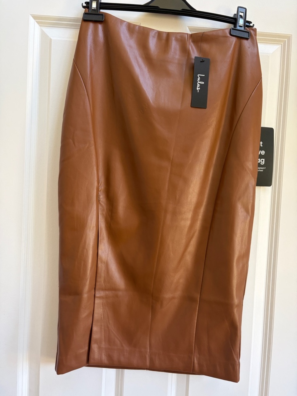 Lulu's Cognac Faux Leather Pencil Skirt